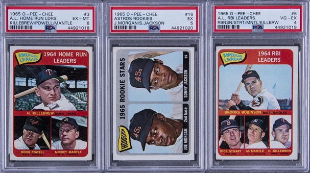 1965 O-Pee-Chee Hall of Famers PSA-Graded Trio (3 Different) Including Mantle 